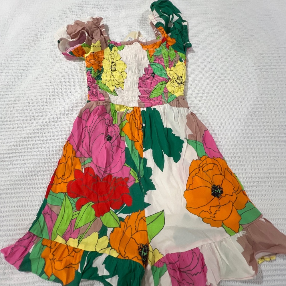 Anthropologie Puff Sleeve Ruffle Romper Size XS New 100% Viscose